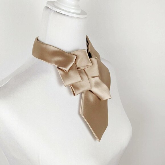 Formal Unisex Ascot - Wedding Ascot - Tuxedo Tie - Champagne Colored Tie - Picture 4 of 7